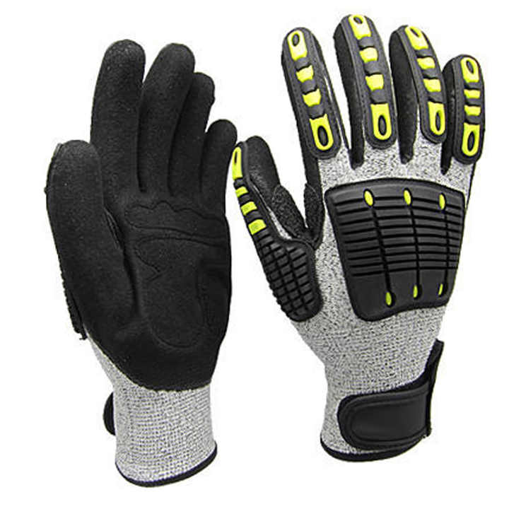 Work Glove Impact - 耐切創性・耐衝撃性のあるヘビーデューティーワークグローブ、ゴム製マイニング用手袋、保護ハンドギア