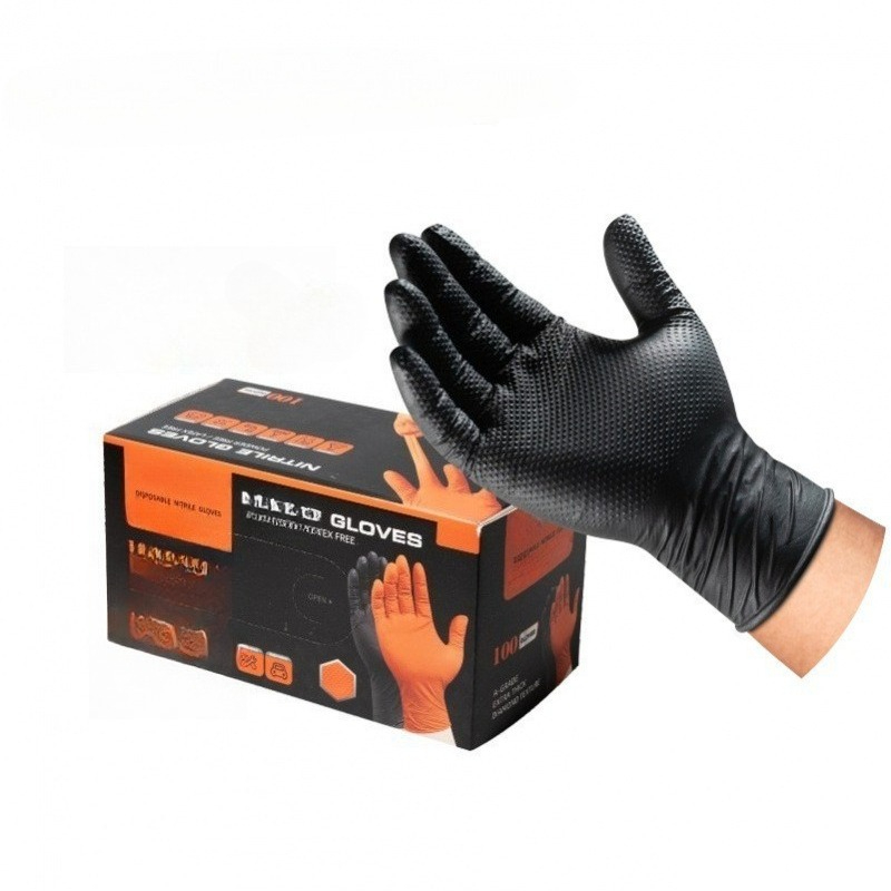 Nitrile Mechanic Glove - ヘビーデューティーダイヤモンドパターンニトリルグローブ 厚手耐摩耗性使い捨て純ニトリル作業用手袋 工業機械工向け