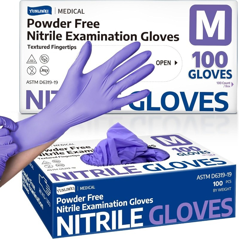 Exam Glove Nitrile - 使い捨て手袋 パープルニトリル医療用検査用手袋 100枚入り パウダーフリー ラテックスフリー ゴム手袋
