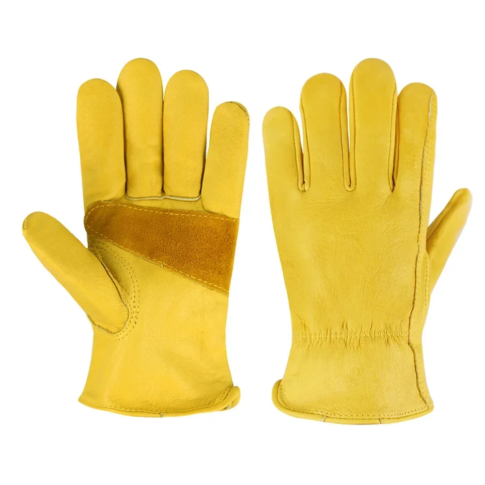Leather Driving Glove - 革製作業安全手袋 庭仕事、バイク運転、溶接、保護作業場用 滑り止め、耐摩耗性、フィット感抜群のポーター向け