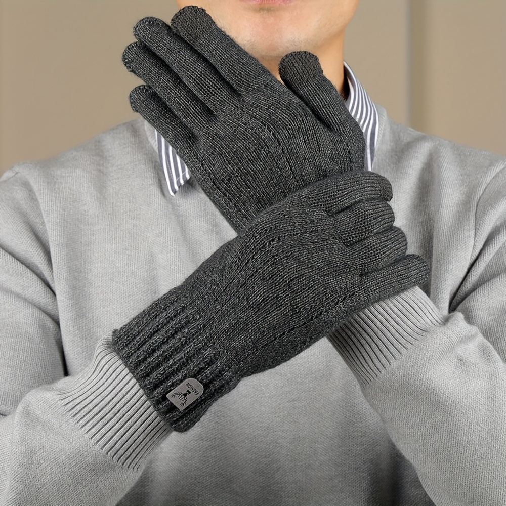 Wool Glove Lined - 冬用ウール裏地付き女性用暖かい手袋、滑り止めフルフィンガーホットタッチスクリーングローブ、サイクリングに非常に適しています