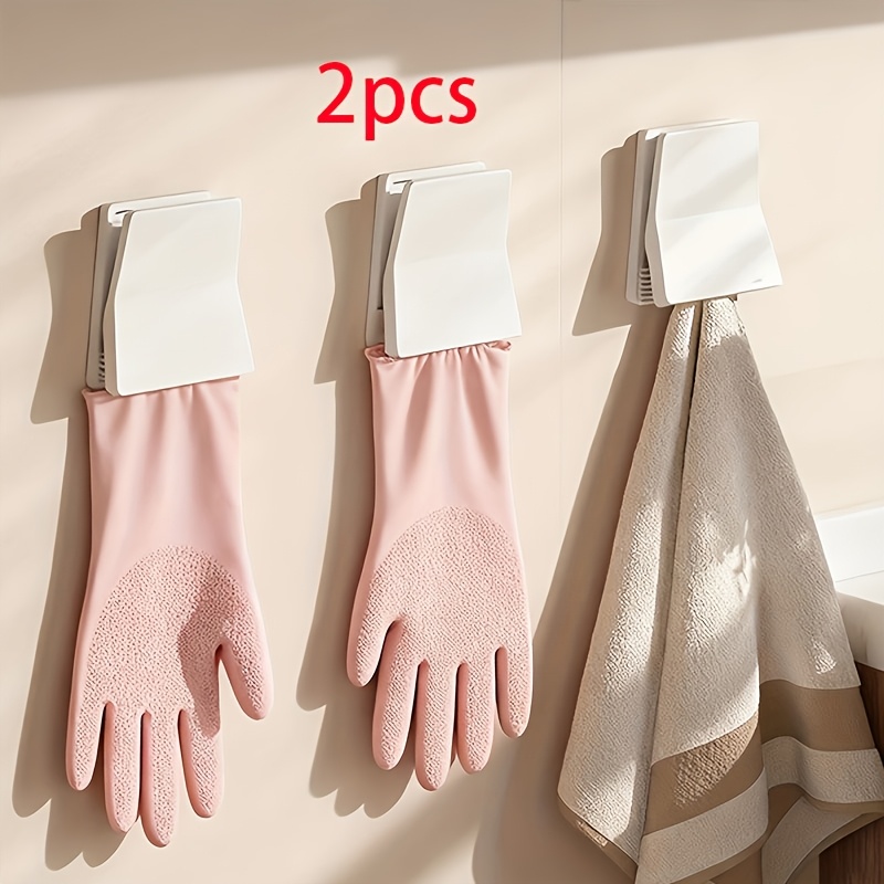 Rubber Glove Cleaning - 2個入り キッチン手袋オーガナイザーフック ゴム製食器洗い用手袋ホルダー 布巾クリップハンガー 家庭用清掃用手袋用