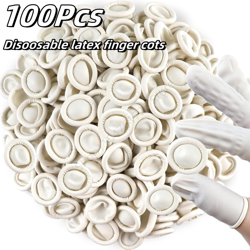 Latex Disposable Glove - 100 個使い捨てフィンガーカバーゴム手袋滑り止め帯電防止ラテックスフィンガーコット指先プロテクター指先耐久性ツール