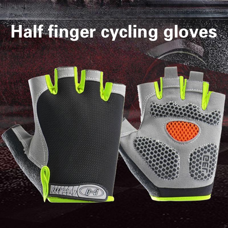 Workout Glove Gym - 男女兼用ハーフフィンガーサイクリンググローブ、滑り止め、耐衝撃、通気性、夏用バイクスポーツジムトレーニング用、男性女性ライダー向け