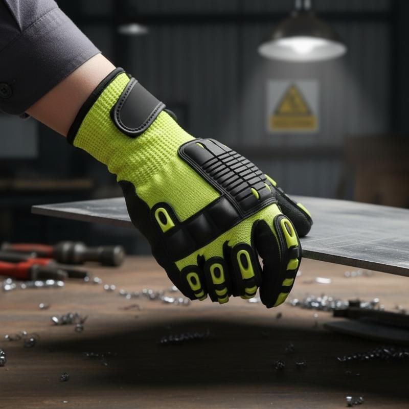 Work Glove Impact - 耐切創安全作業用手袋、防振、耐衝撃、耐油、ニトリルコーティングされた手のひら部分の保護手袋（作業用）