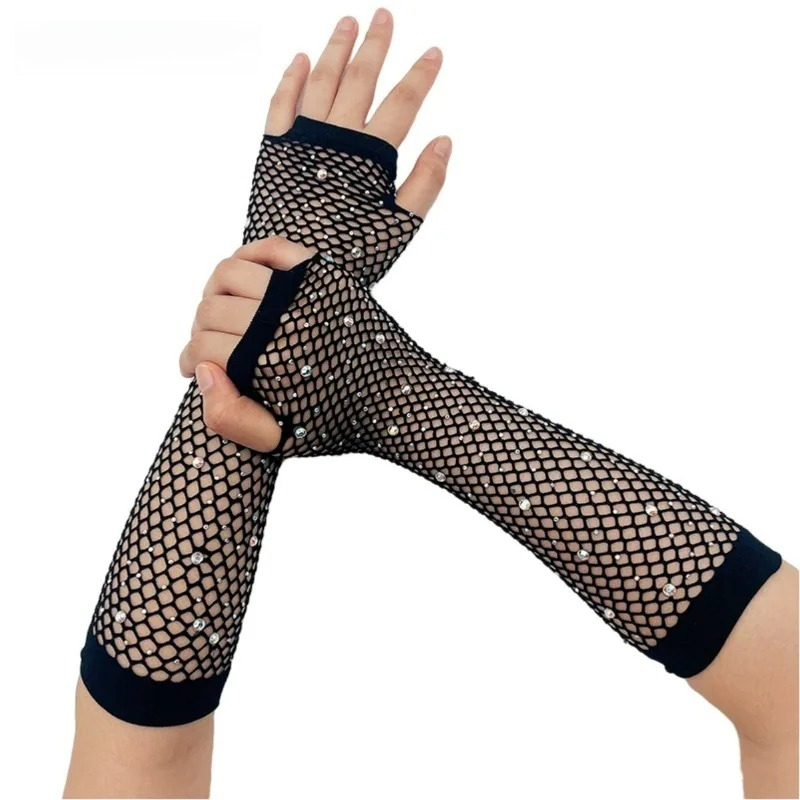 結婚式通気性フィンガーレス手袋網タイツスリーブ女性のための  - Fingerless Glove Knit のレビューと価格