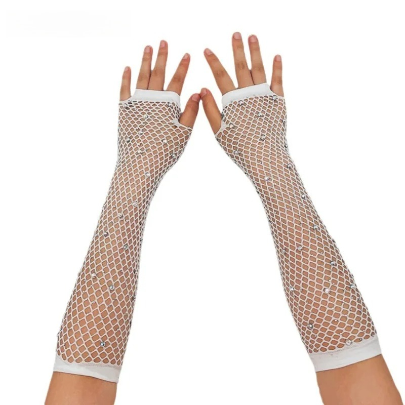 結婚式通気性フィンガーレス手袋網タイツスリーブ女性のための  - Fingerless Glove Knit のレビューと価格