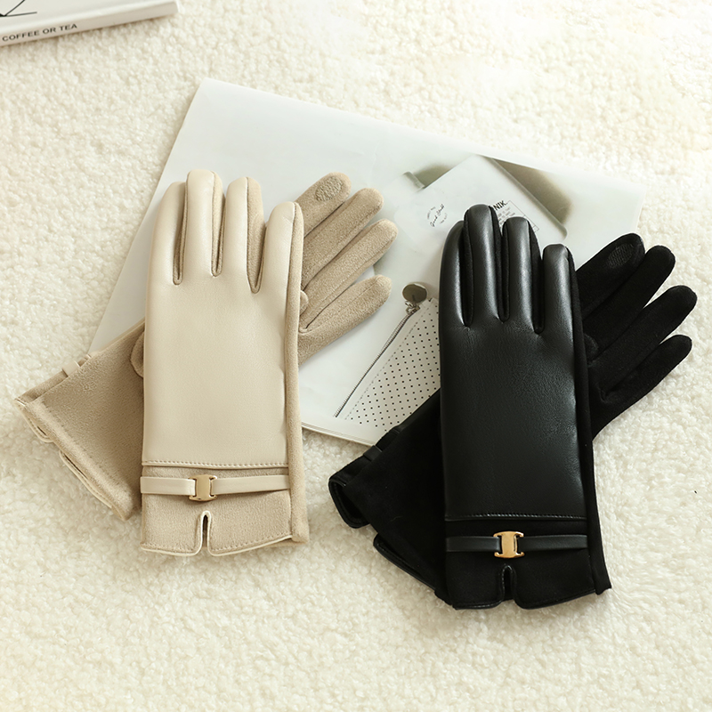 冬用女性用手袋 1 組 フリース裏地付きでヒートテックとタッ - Leather Driving Glove のレビューと価格