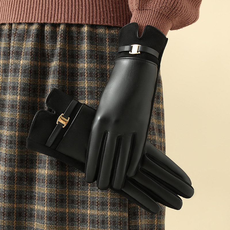 冬用女性用手袋 1 組 フリース裏地付きでヒートテックとタッ - Leather Driving Glove のレビューと価格