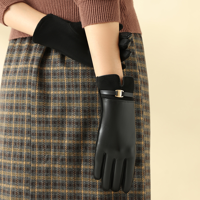 冬用女性用手袋 1 組 フリース裏地付きでヒートテックとタッ - Leather Driving Glove のレビューと価格