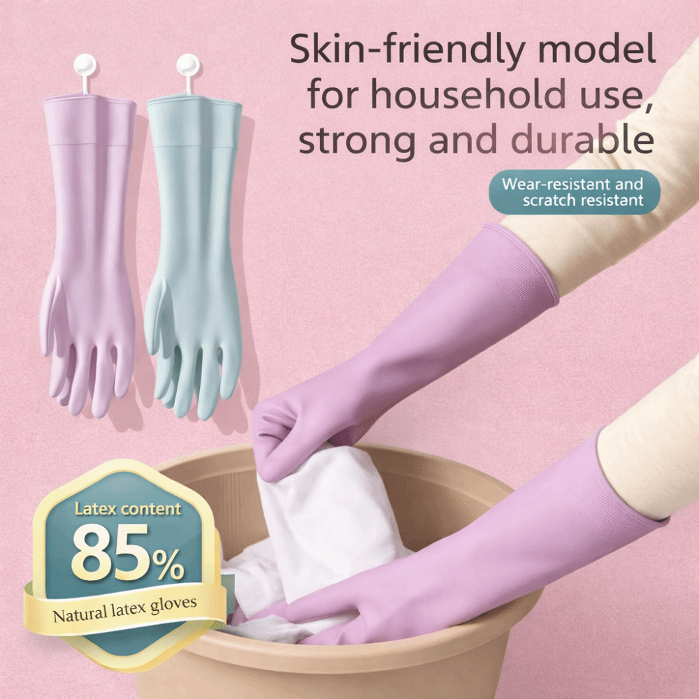 綿ライナー付きラテックス食器洗い用手袋 再利用可能なゴム手袋 - Dish Glove Rubber のレビューと価格