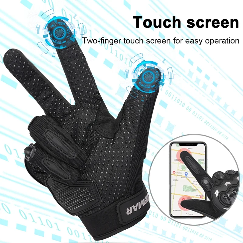 タッチ対応フルフィンガーグローブ、ハードシェルナックル付き、 - Motorcycle Glove Knuckle のレビューと価格