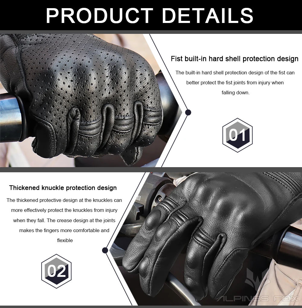 ユニセックス ヴィンテージ レザー オートバイ グローブ - - Motorcycle Glove Knuckle のレビューと価格