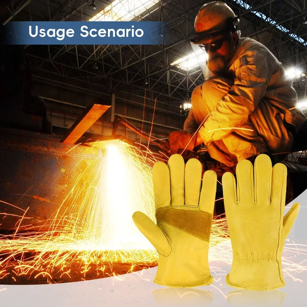 革製作業安全手袋 庭仕事、バイク運転、溶接、保護作業場用 滑 - Leather Driving Glove のレビューと価格