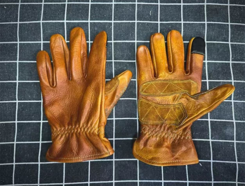 レトロなオートバイの手袋,本革,手作り,フルフィンガー,タッ - Motorcycle Glove Knuckle のレビューと価格