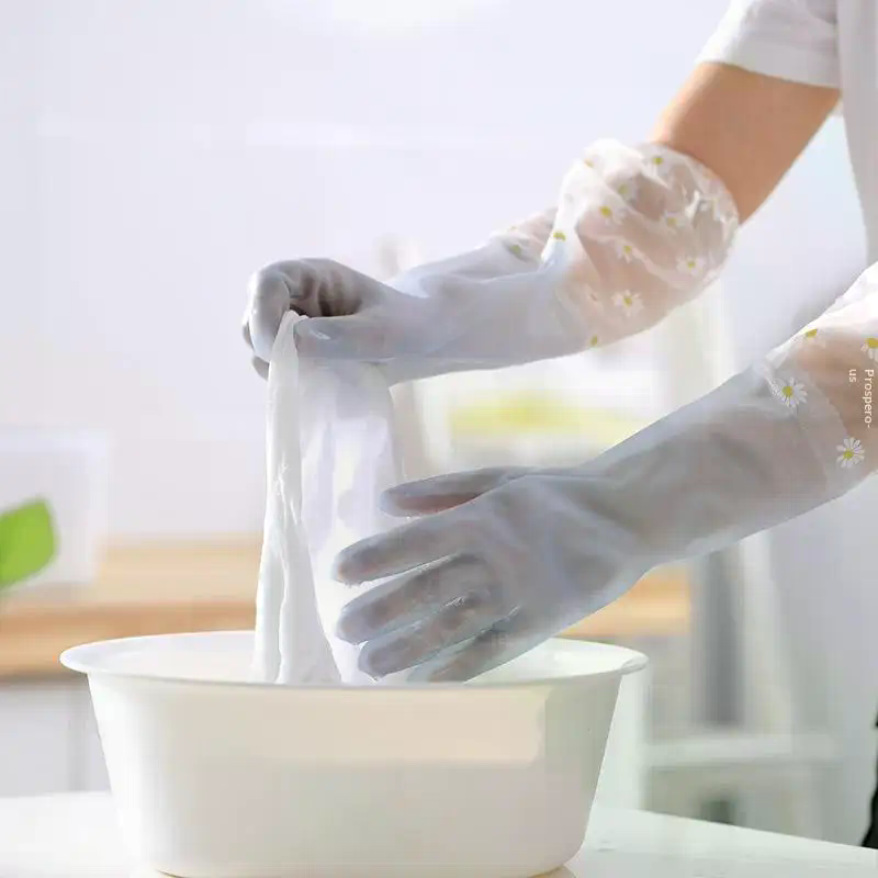 花柄の家庭用ラテックス防水クリーニング手袋：キッチン食器洗い - Rubber Glove Cleaning のレビューと価格