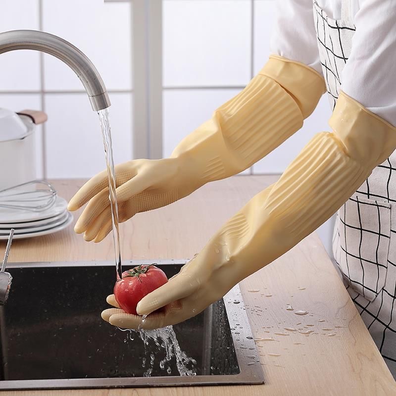ロング再利用可能なゴム食器洗い手袋ノンスリップ家庭用クリーニ - Dish Glove Rubber のレビューと価格
